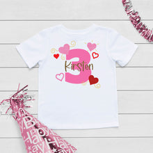 Load image into Gallery viewer, Hearts Three Birthday T-Shirt