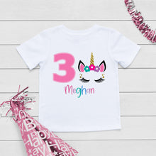 Load image into Gallery viewer, Unicorn Three Birthday T-Shirt