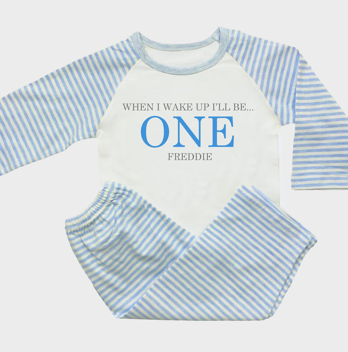 Blue Striped Pyjama with age and name